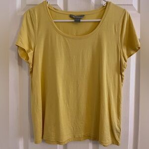Light golden yellow short sleeve deep neckline t shirt